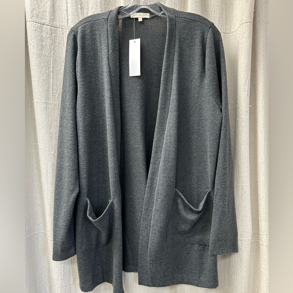 Joie de Vire/ NWT/ gray / light weight, open cardigan with pockets / Size L